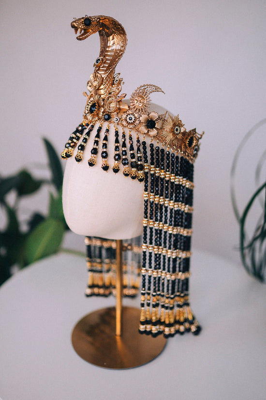 Cleopatra crown, Gold cobra headpiece, Halloween costume, Cleopatra costume, Cleopatra headpiece, Gold goddess crown, Cobra crown, Goddess