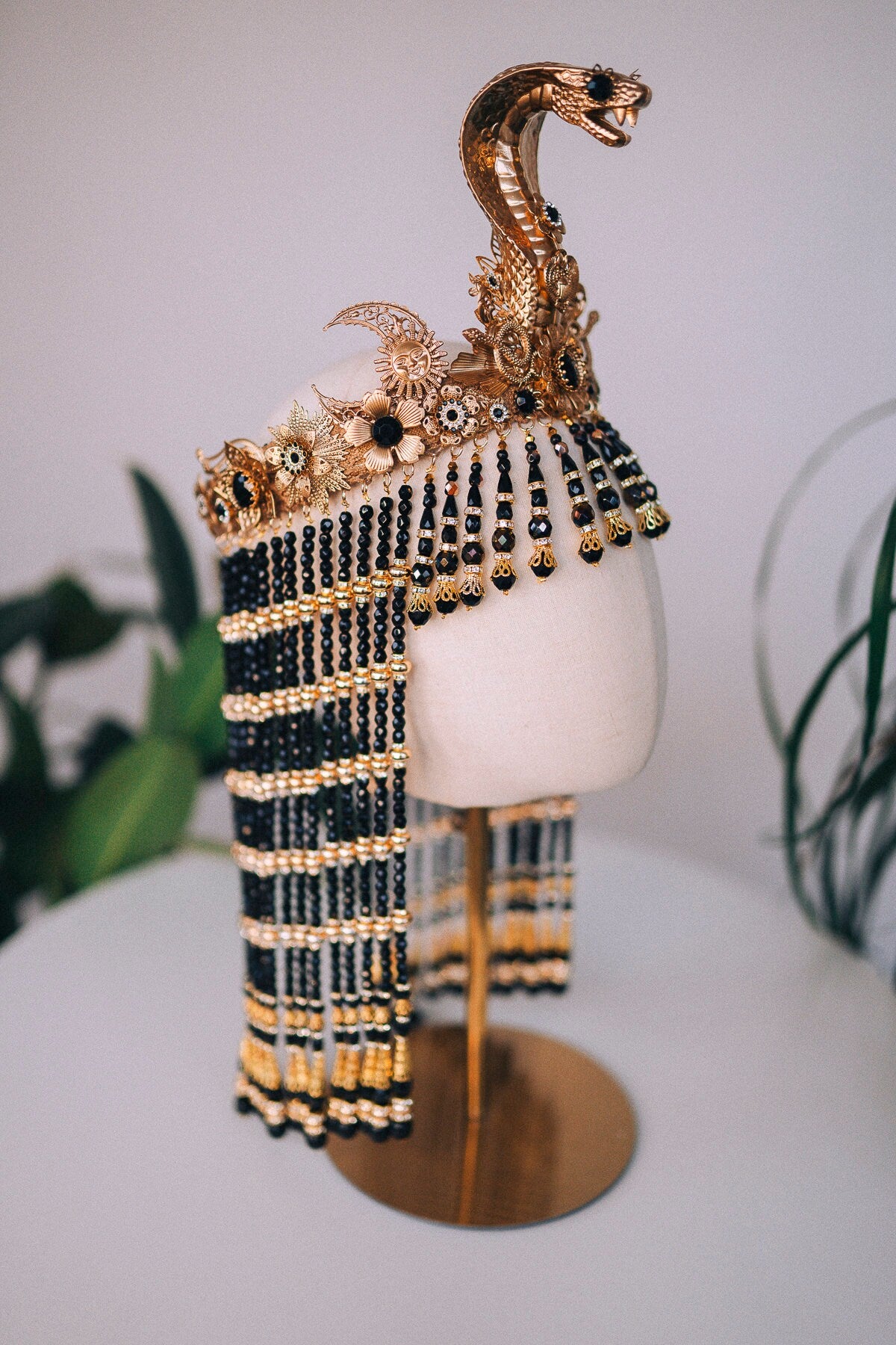 Cleopatra crown, Gold cobra headpiece, Halloween costume, Cleopatra costume, Cleopatra headpiece, Gold goddess crown, Cobra crown, Goddess