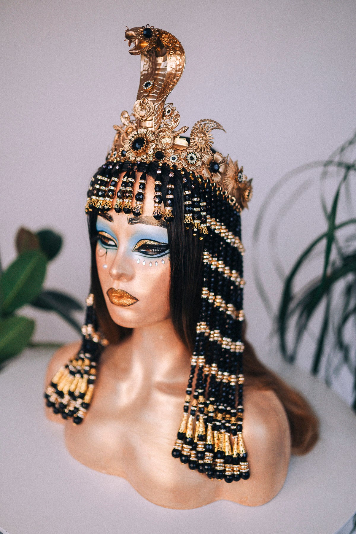 Cleopatra crown, Gold cobra headpiece, Halloween costume, Cleopatra costume, Cleopatra headpiece, Gold goddess crown, Cobra crown, Goddess