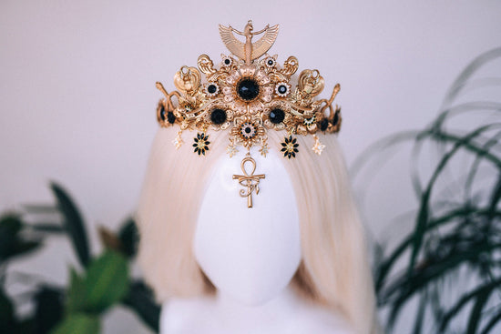 Cleopatra crown, Egypt princess, Gold tiara, Cleopatra headpiece, Cleopatra costume, Halloween costume, Mardi grass, Carnival, Goddess crown