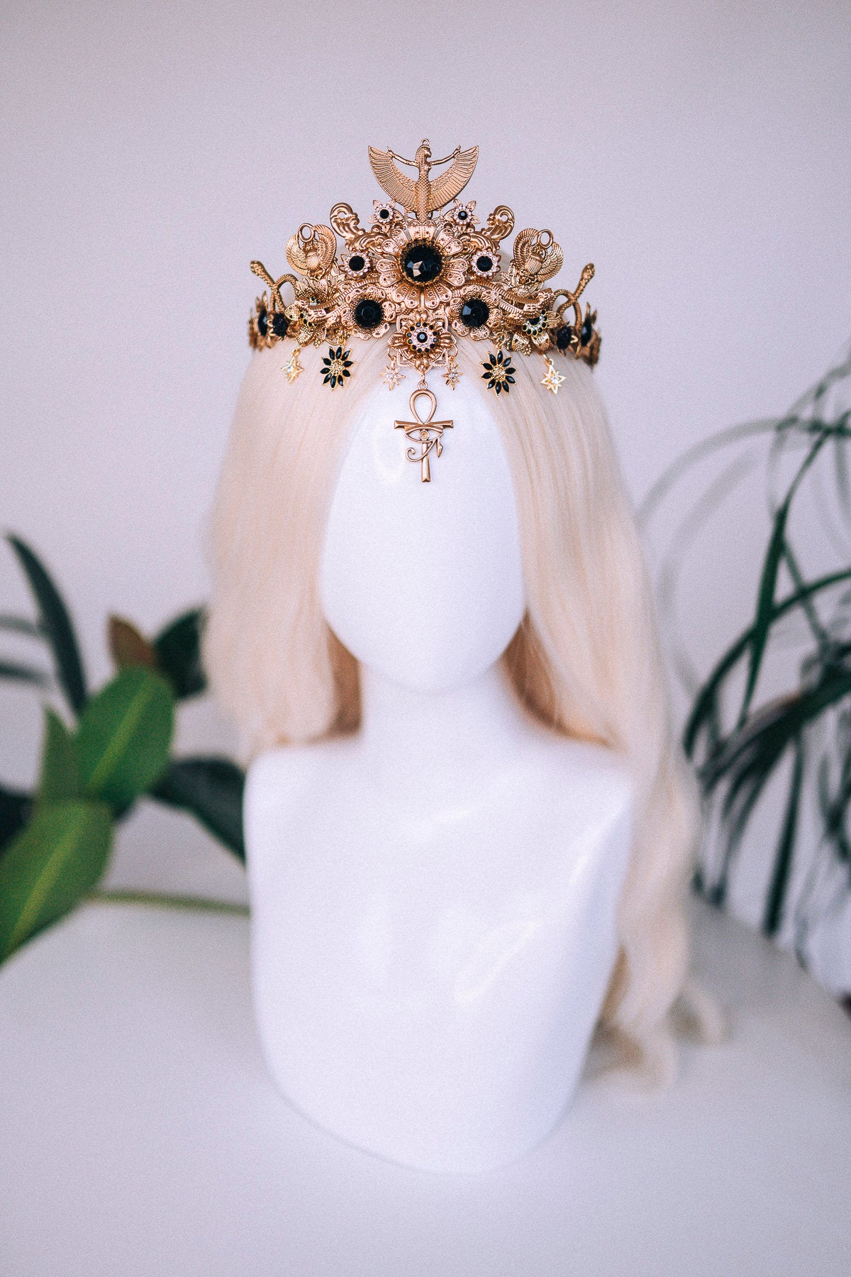 Cleopatra crown, Egypt princess, Gold tiara, Cleopatra headpiece, Cleopatra costume, Halloween costume, Mardi grass, Carnival, Goddess crown