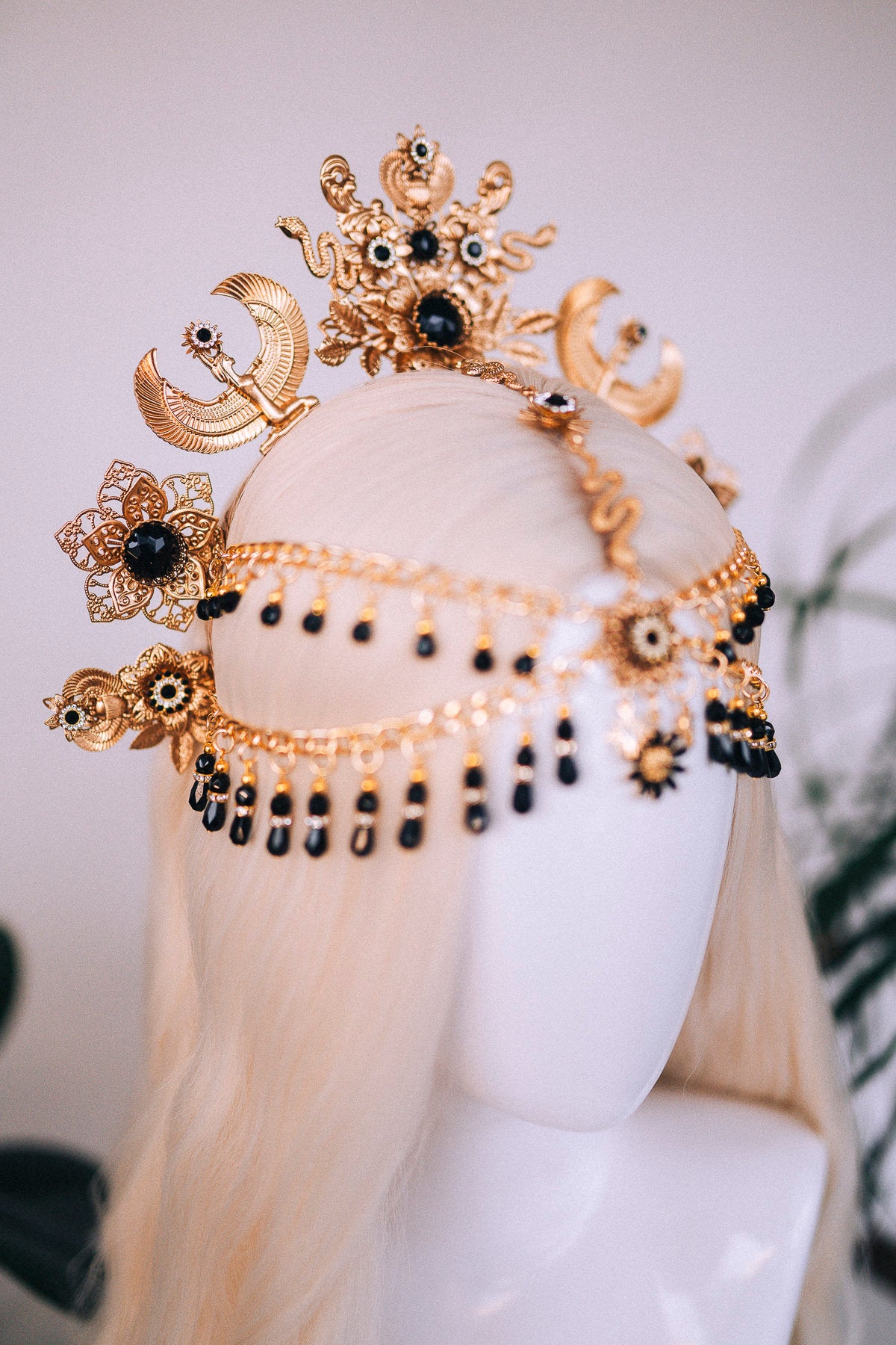 Cleopatra crown, Egypt princess, Gold tiara, Cleopatra headpiece, Cleopatra costume, Halloween costume, Mardi grass, Carnival, Goddess crown