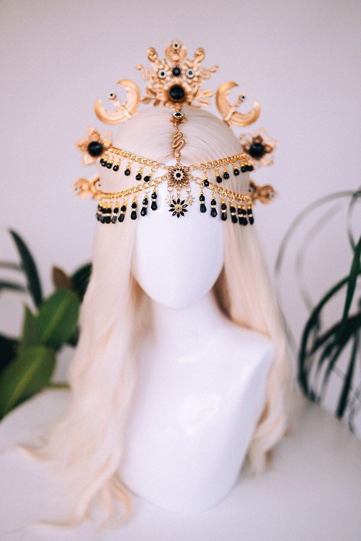 Cleopatra crown, Egypt princess, Gold tiara, Cleopatra headpiece, Cleopatra costume, Halloween costume, Mardi grass, Carnival, Goddess crown