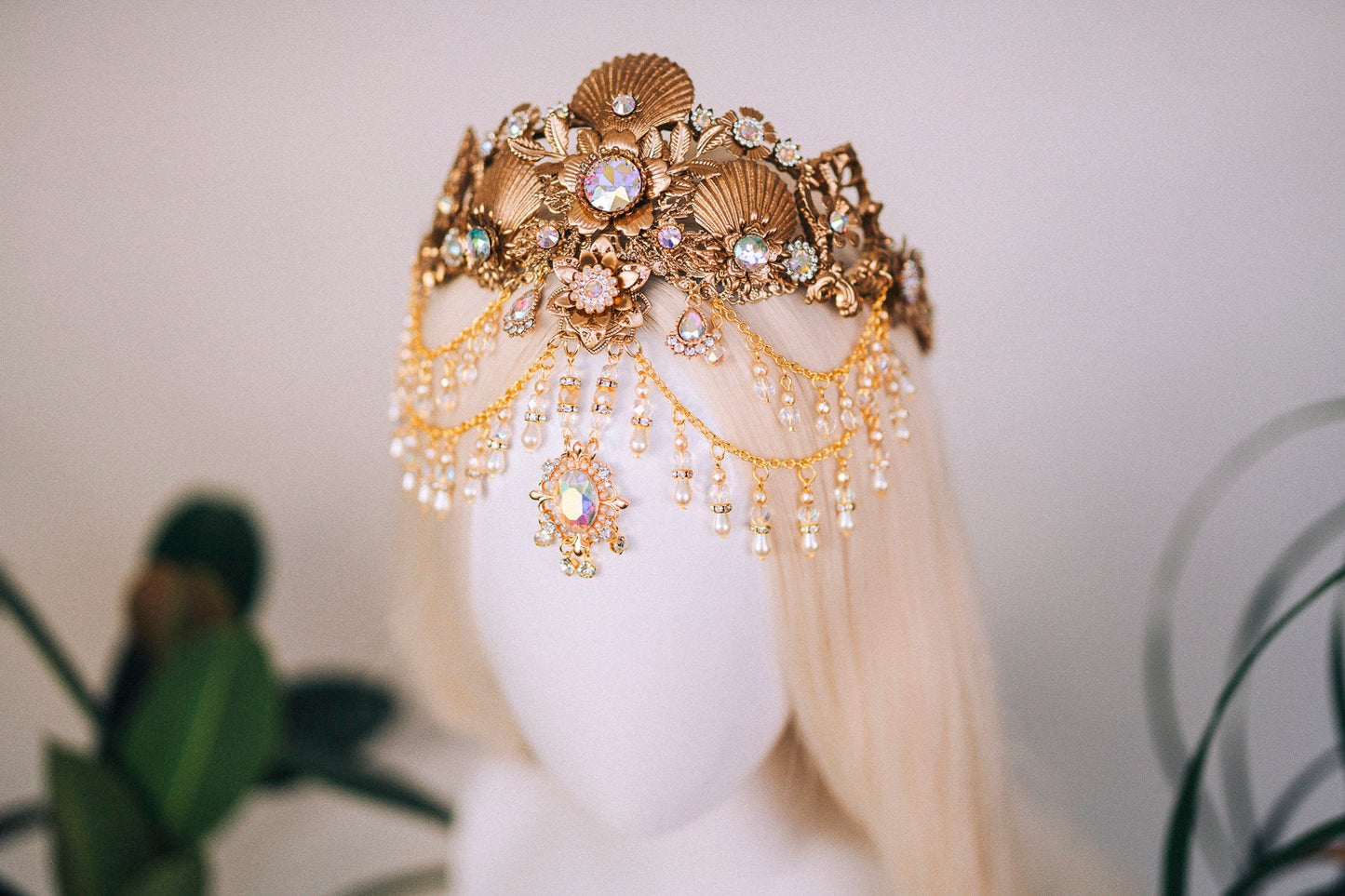 Mermaid Crown, Halloween costume, Mermaid Crown, Gold Headband, Gold Crown, Fairy Crown, Gold tiara, Aquarius crown, Flower crown, Ariel