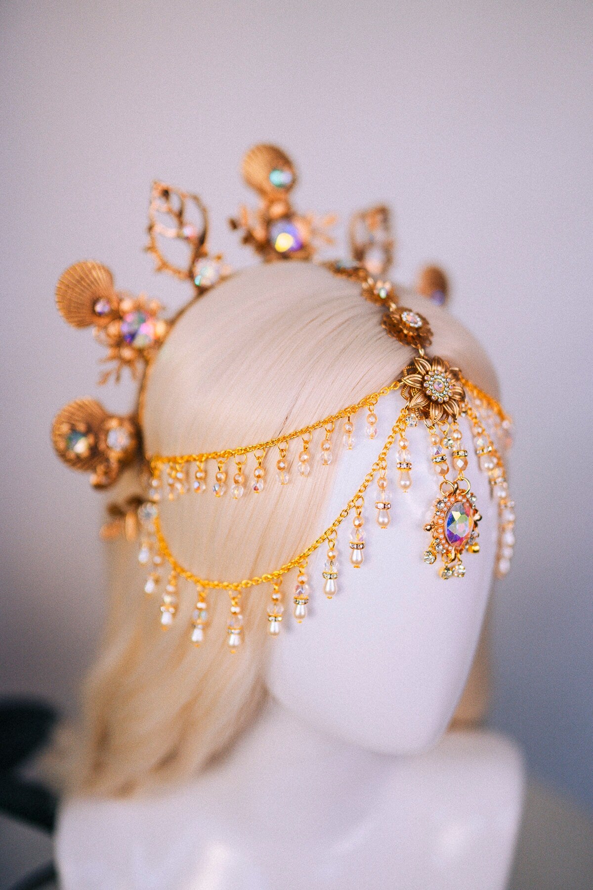 Mermaid Halo Crown, Halloween costume, Mermaid Crown, Halo Headband, Gold Crown, Tiara, Gold Halo, Aquarius crown, Festival Crown, Ariel