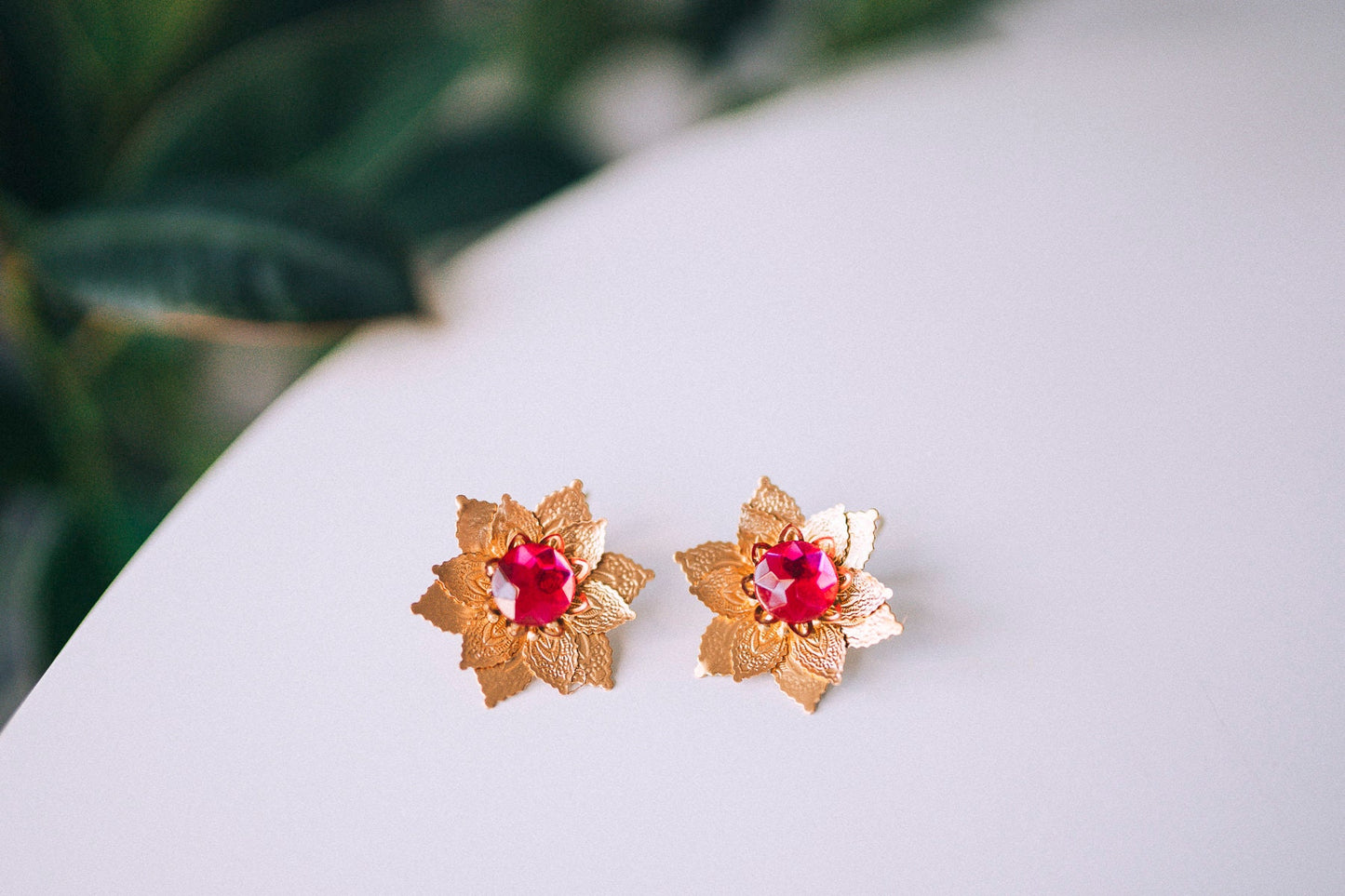 Flower earrings, Festival earrings, Gold earrings, Summer earrings, Flower jewellery, Wedding accessories, Pink earrings, Bridal earrings