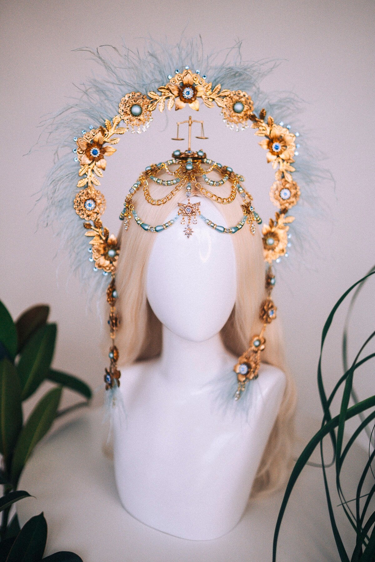 Libra Zodiac signs, Libra crown, Libra headband, Libra headpiece, Gold crown, Gold headpiece, Festival crown, Birthday headband, Boho