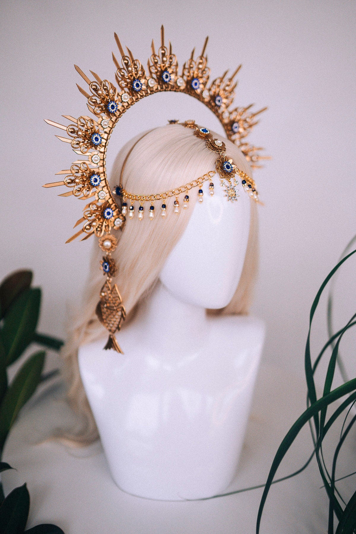 Pisces Zodiac signs, Zodiac sign jewellery, Pisces crown, Pisces girl, Birthday headband, Gold halo crown, Birthday crown, Gold headpiece