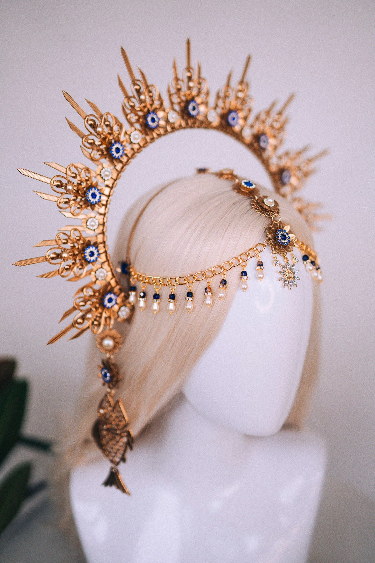 Pisces Zodiac signs, Zodiac sign jewellery, Pisces crown, Pisces girl, Birthday headband, Gold halo crown, Birthday crown, Gold headpiece