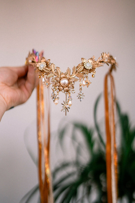 Gold Elven crown, Birthday headband, Birthday crown, Wedding crown, Gold crown, Gifts for her, Birthday gift, Bridal crown, Pisces crown