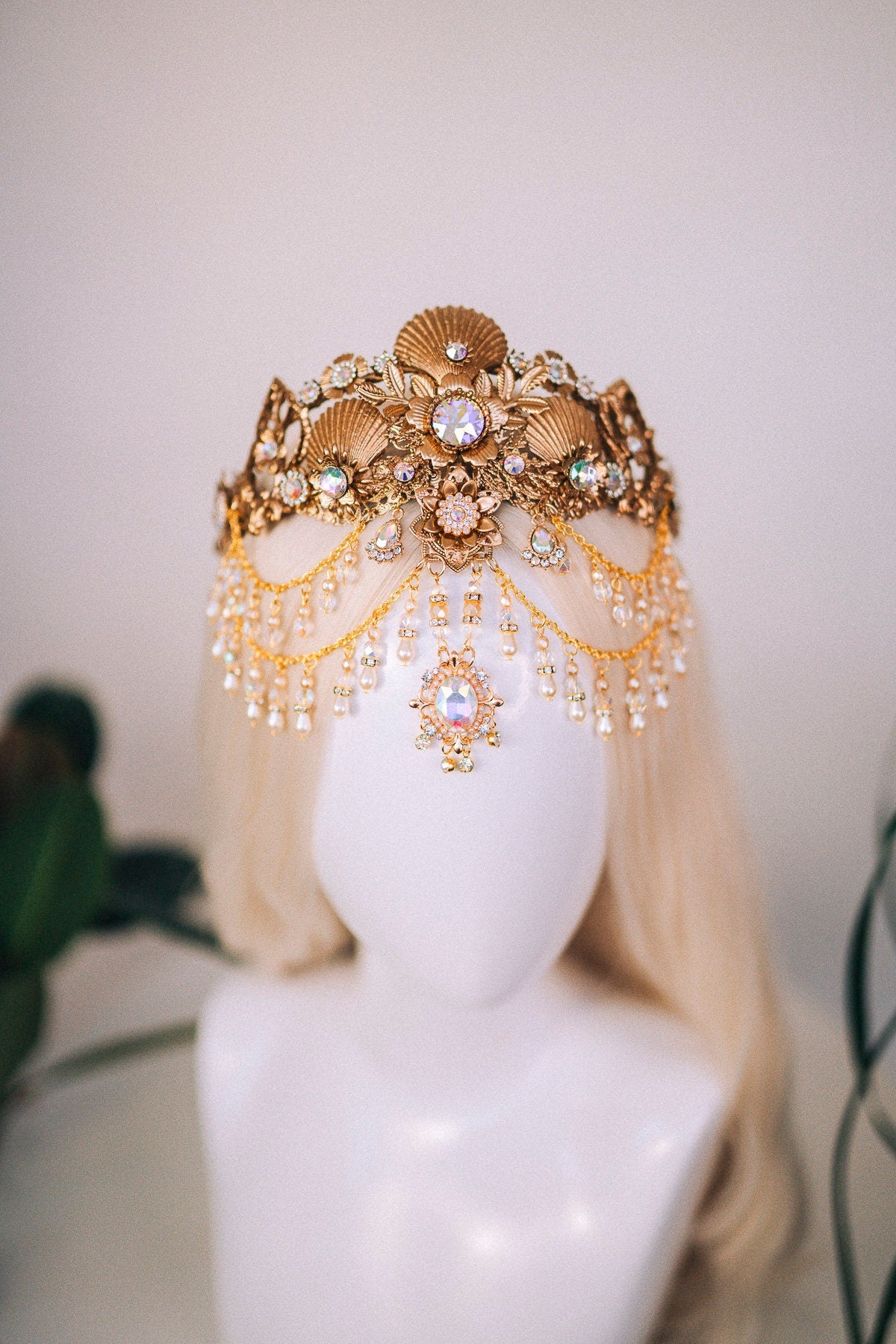 Mermaid Crown, Halloween costume, Mermaid Crown, Gold Headband, Gold Crown, Fairy Crown, Gold tiara, Aquarius crown, Flower crown, Ariel