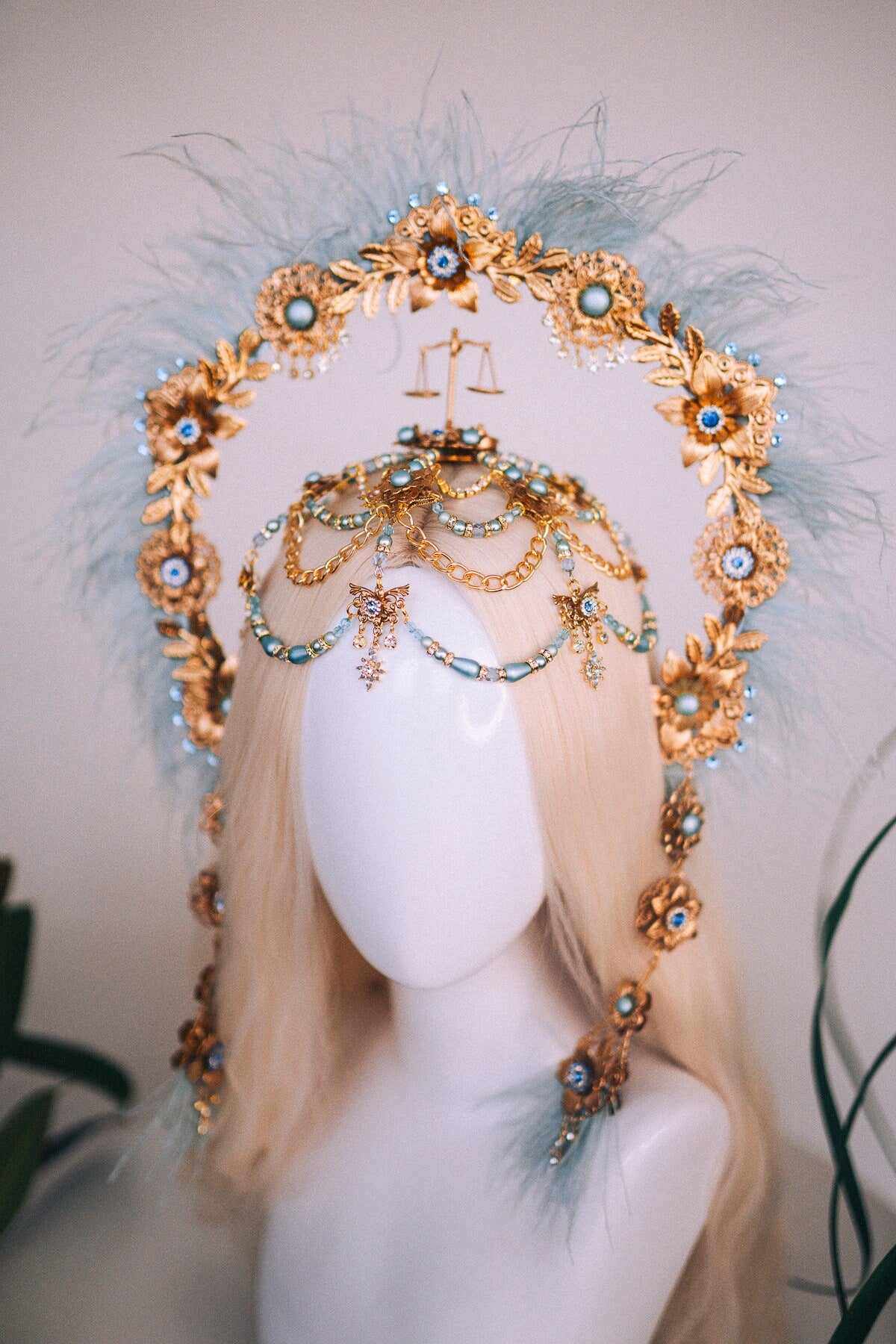 Libra Zodiac signs, Libra crown, Libra headband, Libra headpiece, Gold crown, Gold headpiece, Festival crown, Birthday headband, Boho