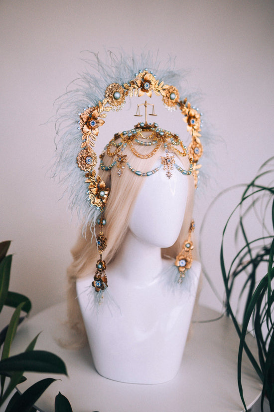 Gold necklace, Festival necklace, Big necklace, Harness, Photo props, Maternity photo shoot, Goddess, Moon necklace, Celestial jewellery