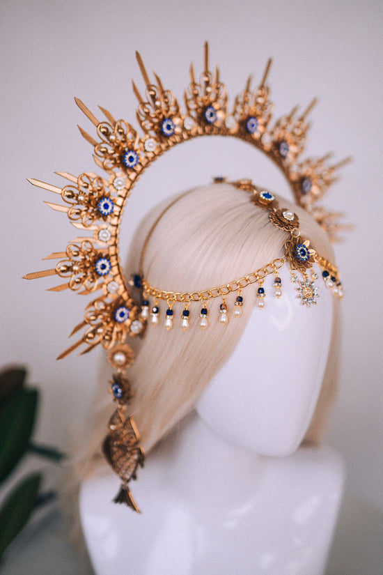 Pisces Zodiac signs, Zodiac sign jewellery, Pisces crown, Pisces girl, Birthday headband, Gold halo crown, Birthday crown, Gold headpiece