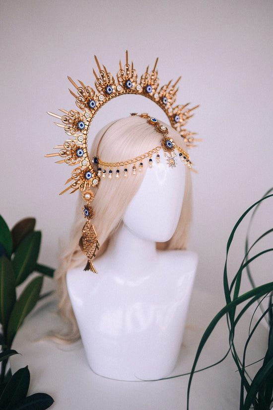 Pisces Zodiac signs, Zodiac sign jewellery, Pisces crown, Pisces girl, Birthday headband, Gold halo crown, Birthday crown, Gold headpiece