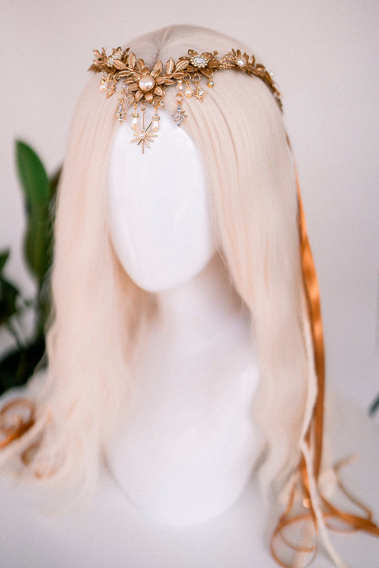 Gold Elven crown, Birthday headband, Birthday crown, Wedding crown, Gold crown, Gifts for her, Birthday gift, Bridal crown, Pisces crown