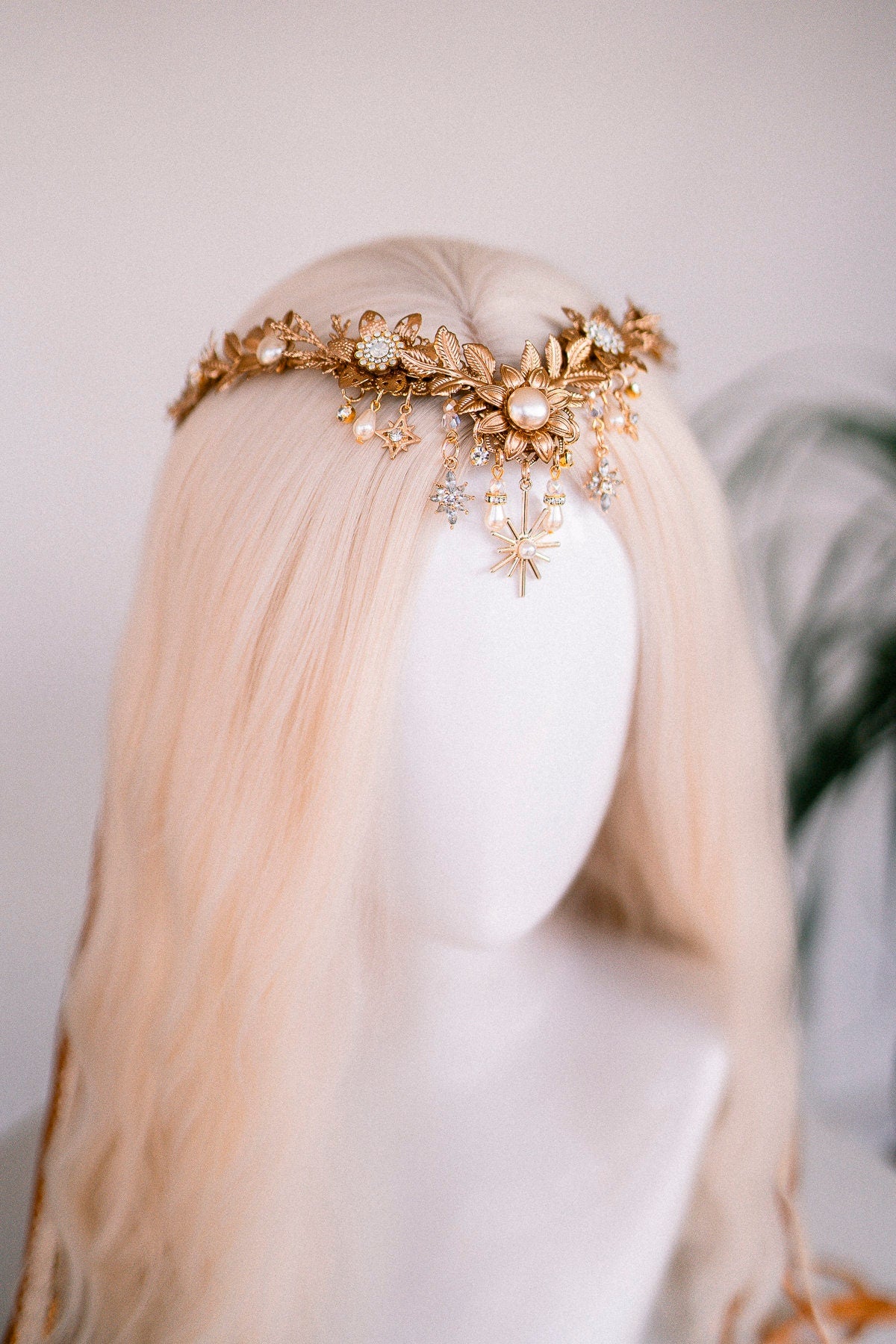 Gold Elven crown, Birthday headband, Birthday crown, Wedding crown, Gold crown, Gifts for her, Birthday gift, Bridal crown, Pisces crown