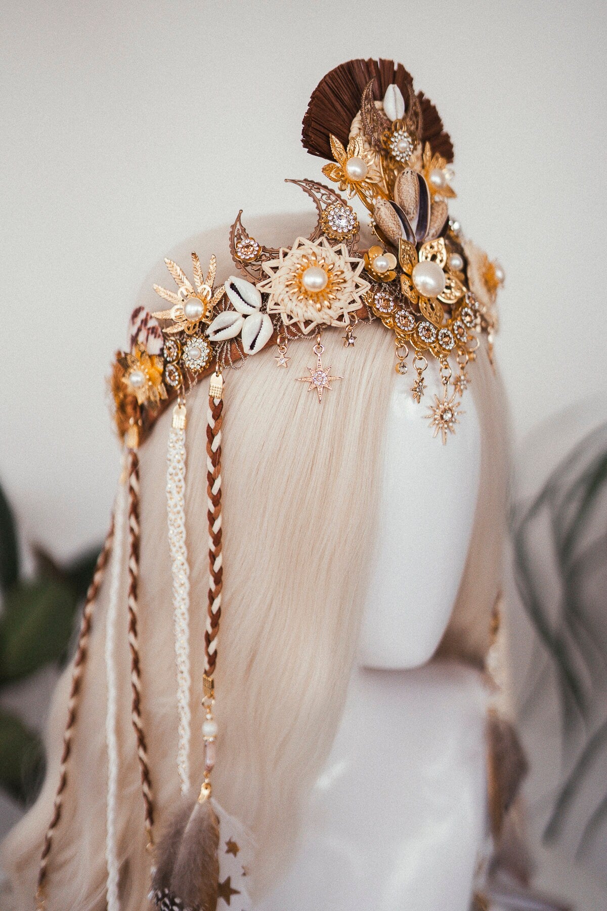 Boho crown, Boho jewellery, Festival crown, Festival headpiece, Feather crown, Bohemian fashion, Boho bride, Festival bride, Halloween