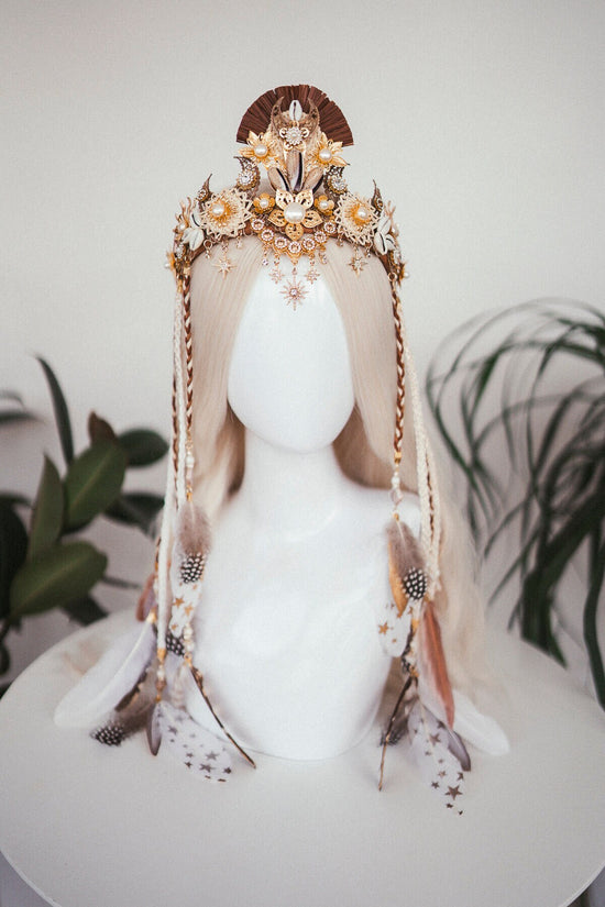 Boho crown, Boho jewellery, Festival crown, Festival headpiece, Feather crown, Bohemian fashion, Boho bride, Festival bride, Halloween