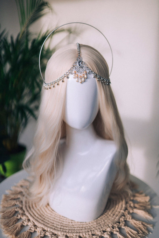 Moon halo crown, Chain Headband, Festival Headpiece, Wedding crown, Bridal headpiece, Bridal crown, Hair accessories, Boho jewelry