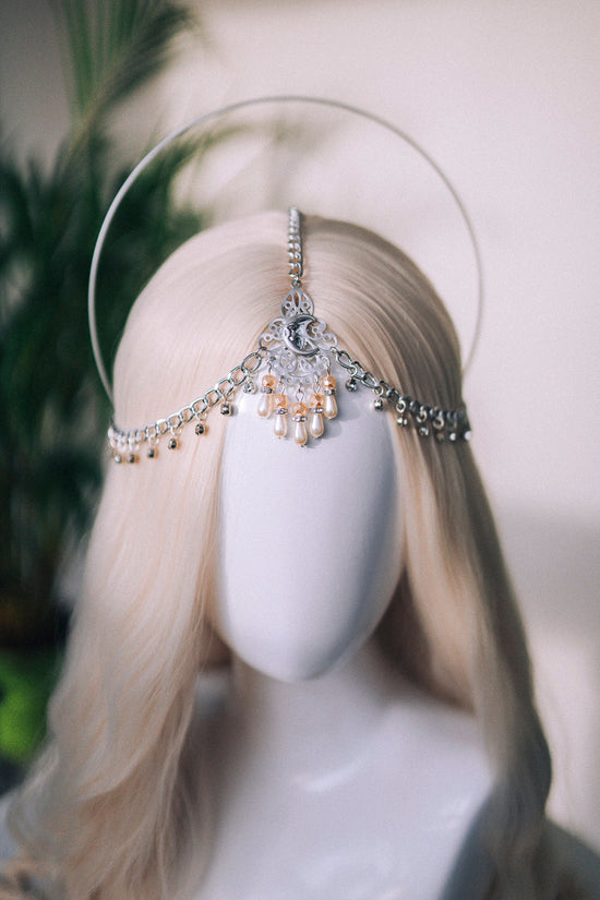 Moon halo crown, Chain Headband, Festival Headpiece, Wedding crown, Bridal headpiece, Bridal crown, Hair accessories, Boho jewelry