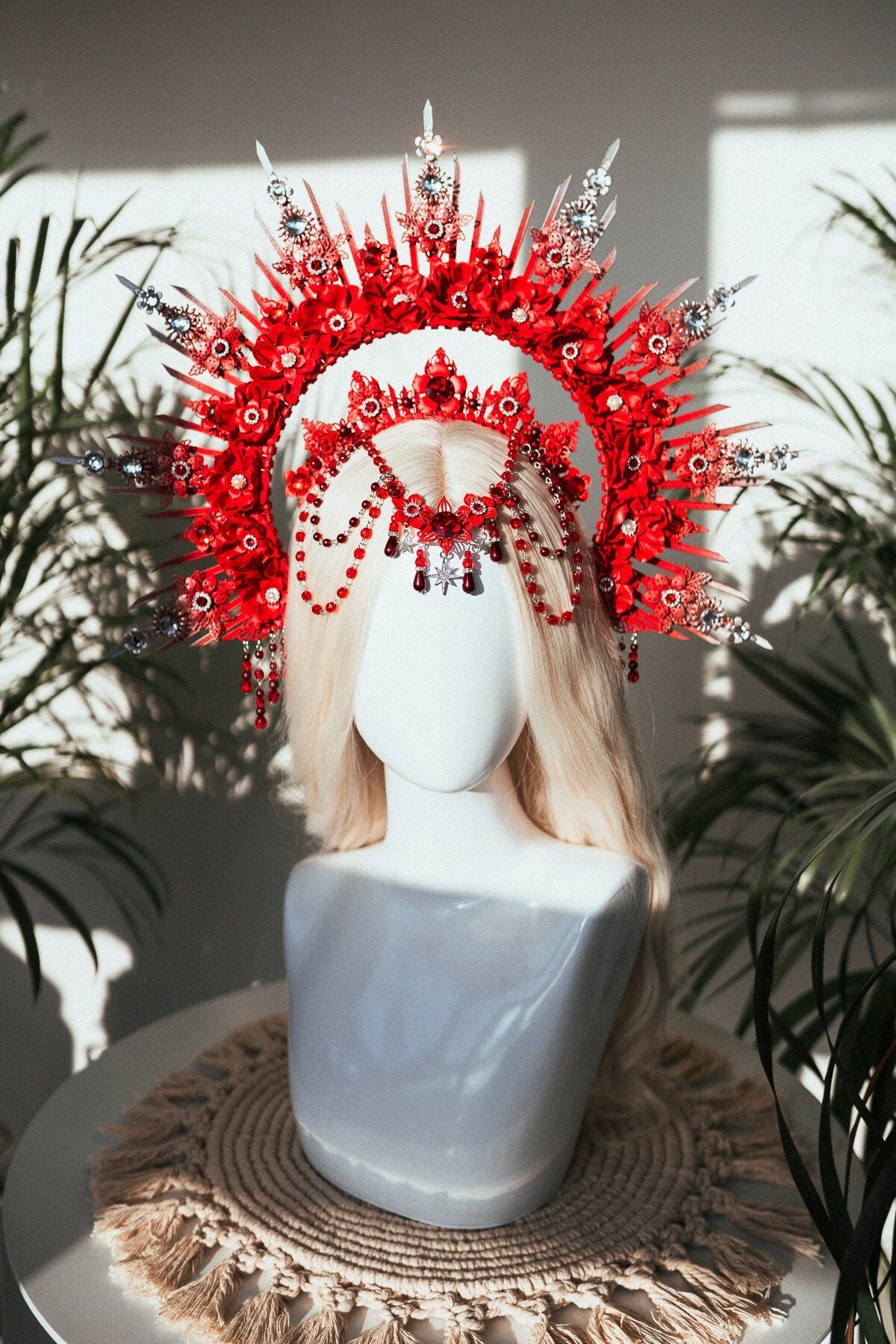 Red Halo Crown, Red Headband, Halo, Halo Crown, Halo Headpiece, Halo Headband, Halo Headlights, Red Halo, Headpiece, Halloween, Crown, Tiara