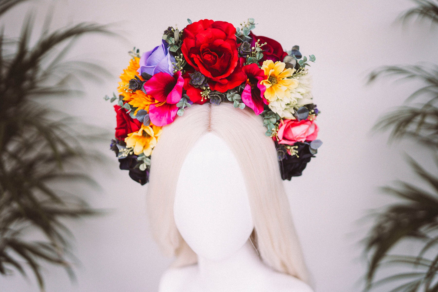 Frida Kahlo Flower Crown, Colourful Flower Crown, Flower Headpiece, Floral Crown, Crown, Headband, Headpiece, Pregnancy Photo, Goddess crown