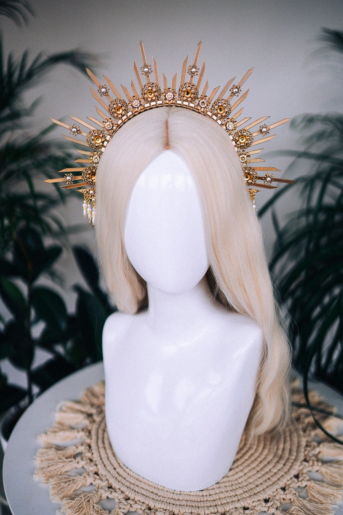 Gold bridal crown