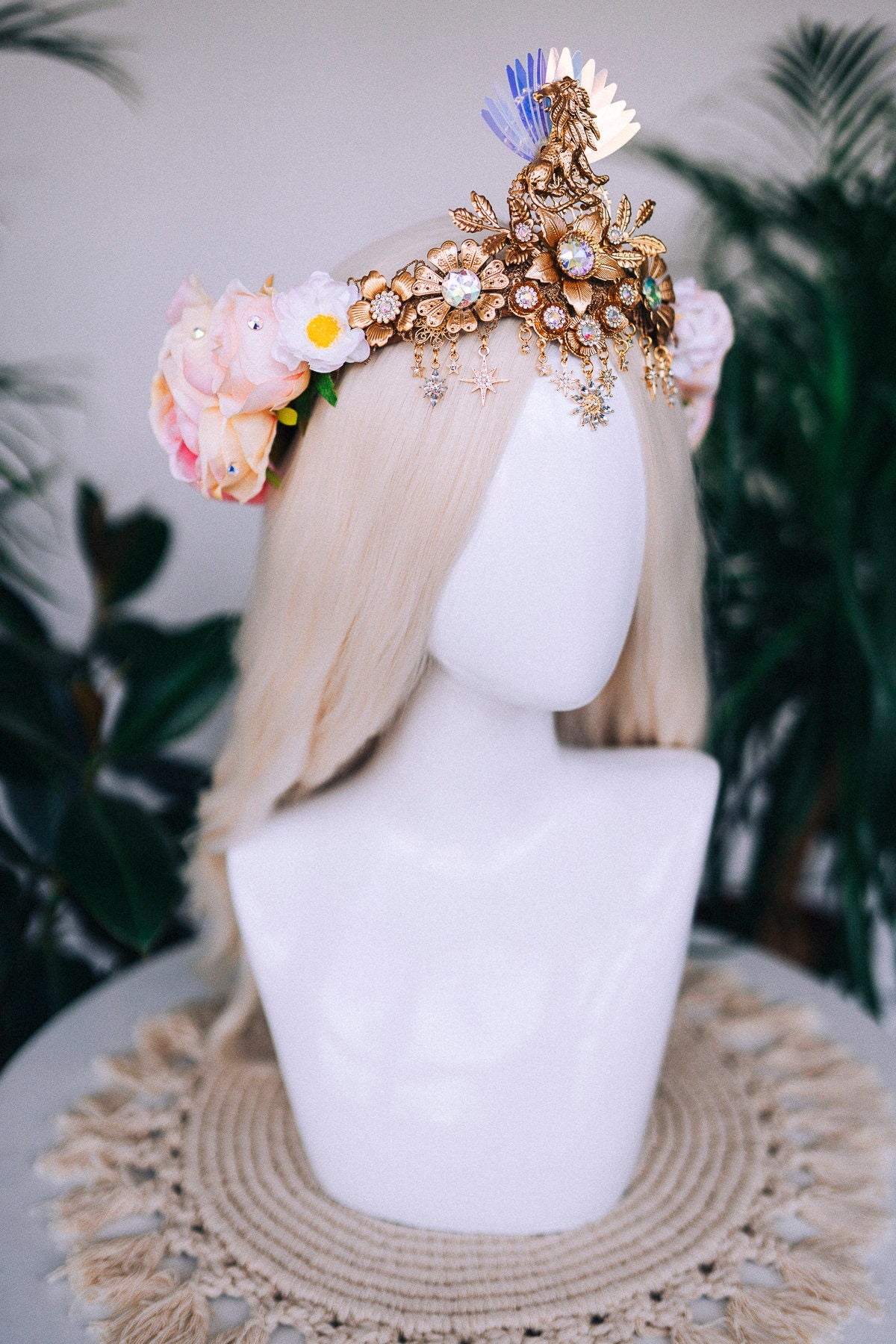 Leo Zodiac signs, Birthday headband, Gold crown, Red flower crown, Zodiac jewelry, Goddess crown, Leo jewelry, Astrology, Birthday crown