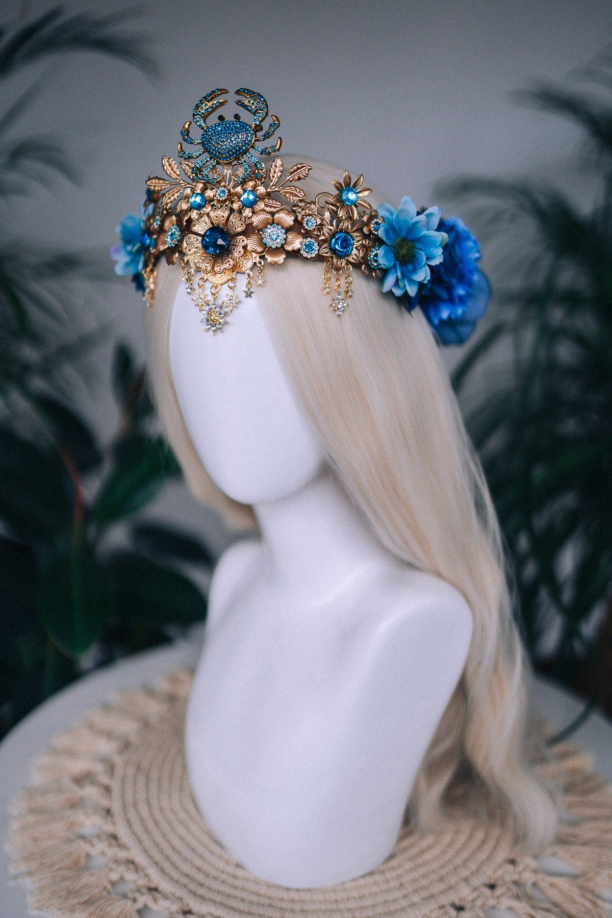 Cancer Zodiac Signs jewelry, Cancer Zodiac crown, Birthday headband, Gold headpiece, Tiara, Halloween costume, Flower crown, Birthday crown