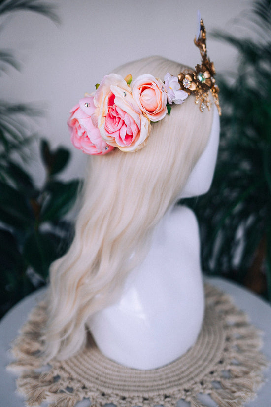 Leo Zodiac signs, Birthday headband, Gold crown, Red flower crown, Zodiac jewelry, Goddess crown, Leo jewelry, Astrology, Birthday crown