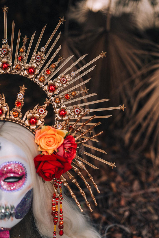 La Catrina flower crown, Flower halo crown, Catrina crown, Day of the Dead, Flower crown, Halloween headband, Halloween costume, Sugar skull