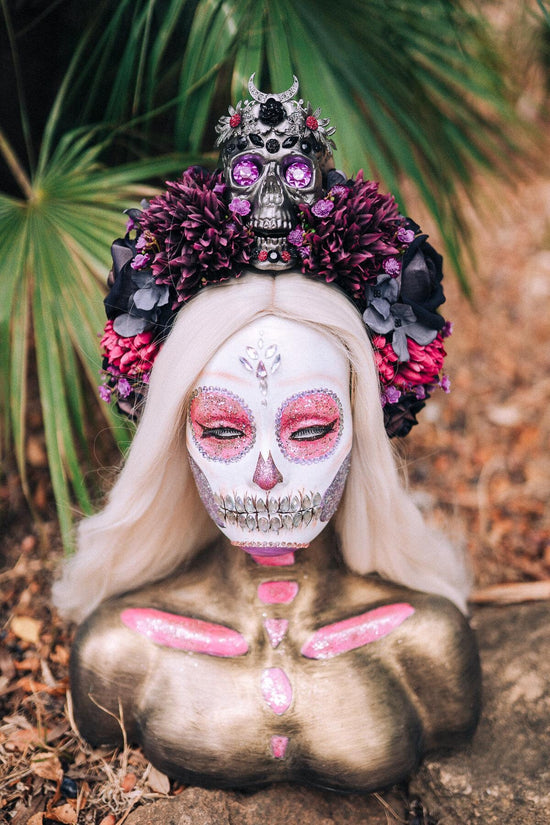 Burgundy La Catrina flower crown