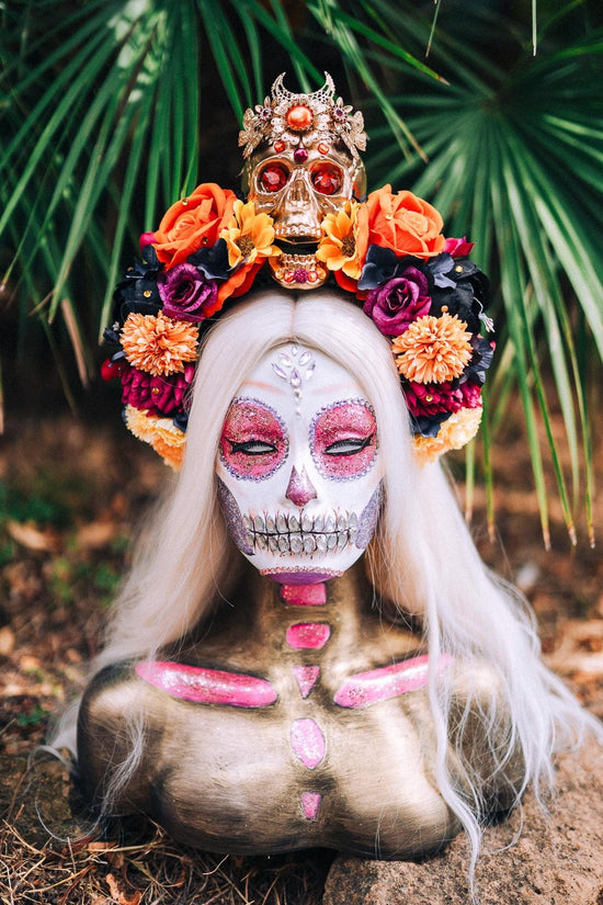 Colorful flower crown, Sugar skull, La Catrina flower crown, Halloween headband, Halloween costume, Day of the Dead headpiece, Flower crown