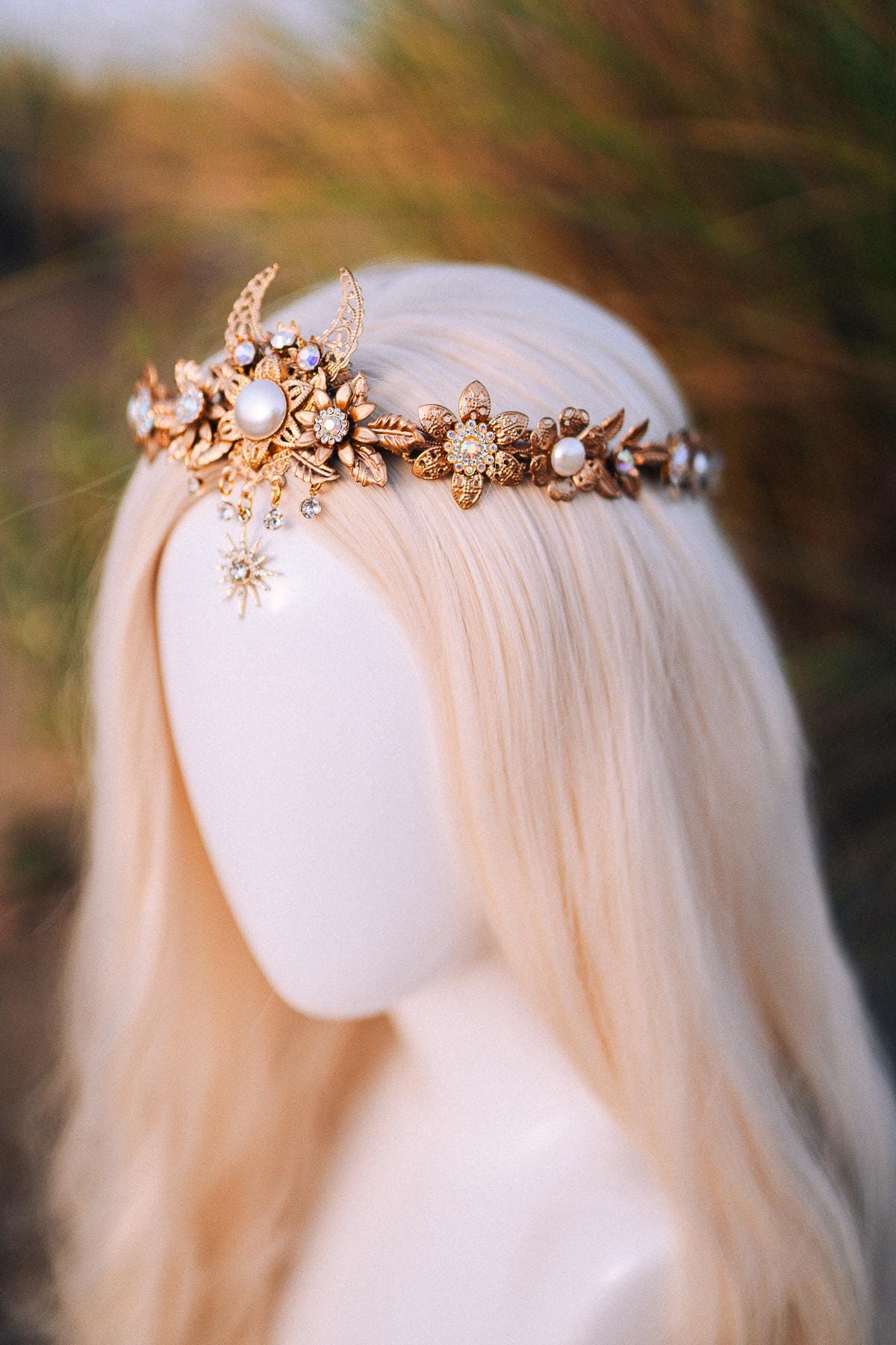 Gold tiara, Bridal crown, Wedding crown, Bridal headpiece, Wedding headpiece, Boho bride, Festival bride, Gold crown, Gold headpiece