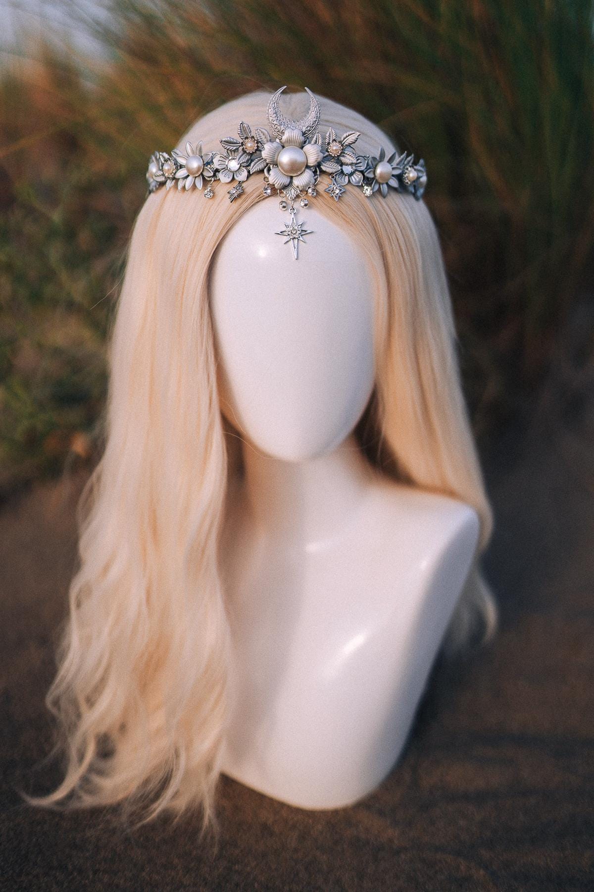 Bridal crown, Celestial crown, Silver crown, Fairy Crown, Wedding crown, Bridal headpiece, Bridal crown, Silver tiara, Goddess crown, Boho