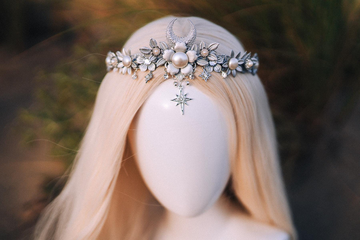 Bridal crown, Celestial crown, Silver crown, Fairy Crown, Wedding crown, Bridal headpiece, Bridal crown, Silver tiara, Goddess crown, Boho