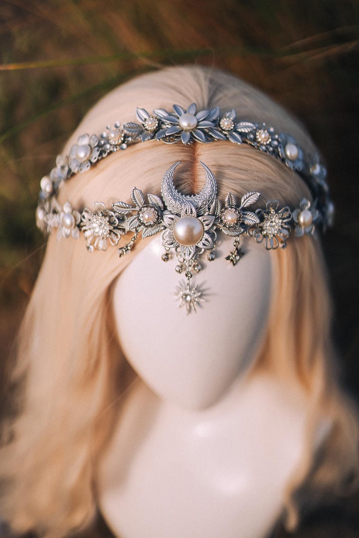 Bridal crown, Celestial crown, Silver crown, Fairy Crown, Wedding crown, Bridal headpiece, Bridal crown, Silver tiara, Goddess crown, Boho