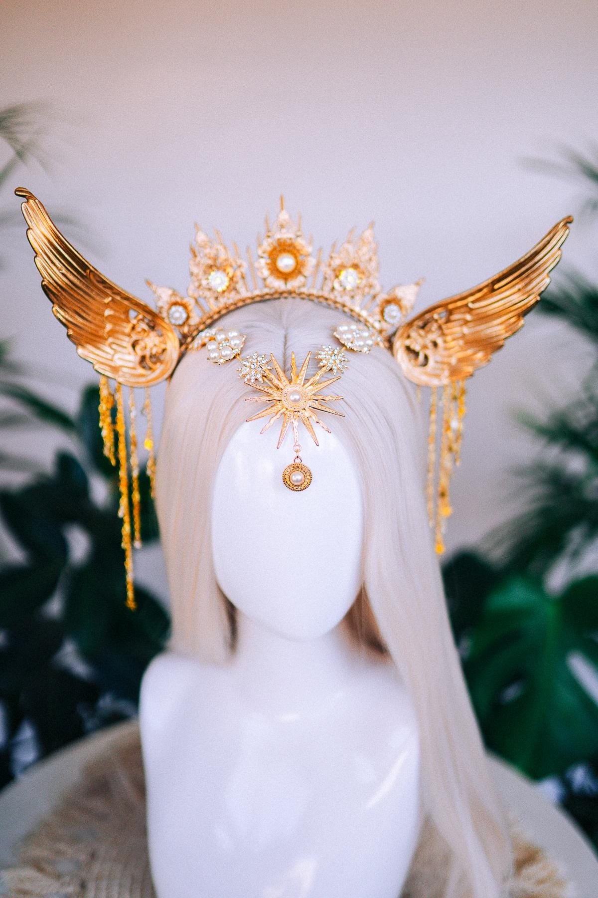 Angel halo crown, Gold halo crown, Halloween headband, Angel wings, Gold wings, Angel Halloween costume, Angel costume, Goddess crown