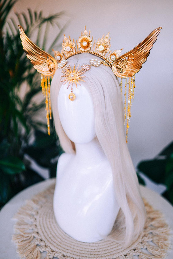 Angel halo crown, Gold halo crown, Halloween headband, Angel wings, Gold wings, Angel Halloween costume, Angel costume, Goddess crown