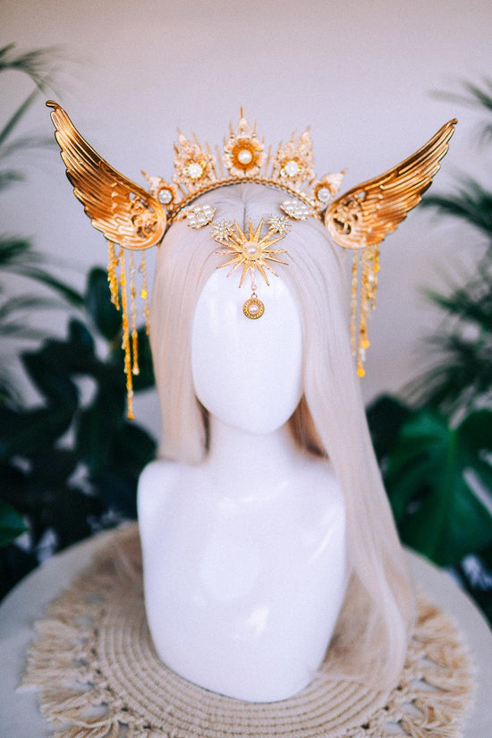 Angel halo crown, Gold halo crown, Halloween headband, Angel wings, Gold wings, Angel Halloween costume, Angel costume, Goddess crown