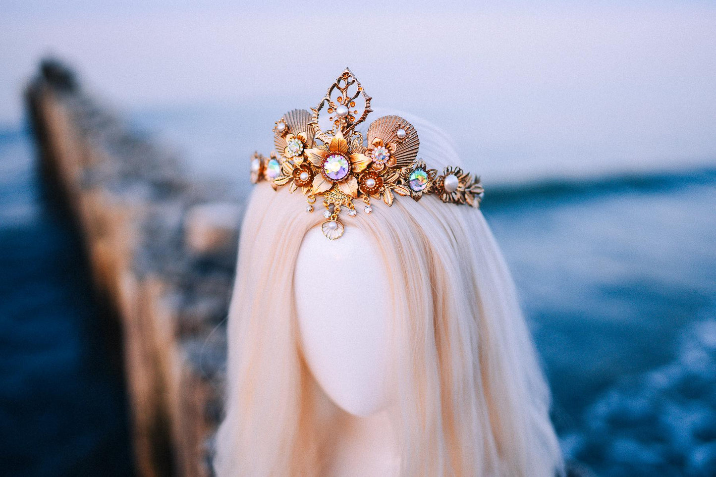 Mermaid Halo Crown, Halloween costume, Mermaid Crown, Halo Headband, Gold Crown, Tiara, Gold Halo, Aquarius crown, Mermaid costume, Ariel