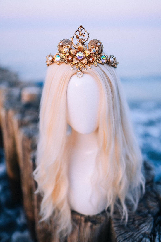 Mermaid Halo Crown, Halloween costume, Mermaid Crown, Halo Headband, Gold Crown, Tiara, Gold Halo, Aquarius crown, Mermaid costume, Ariel