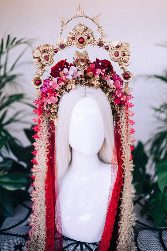 La Catrina flower crown, Flower halo crown, Catrina crown, Day of the Dead, Flower crown, Halloween headband, Halloween costume, Sugar skull