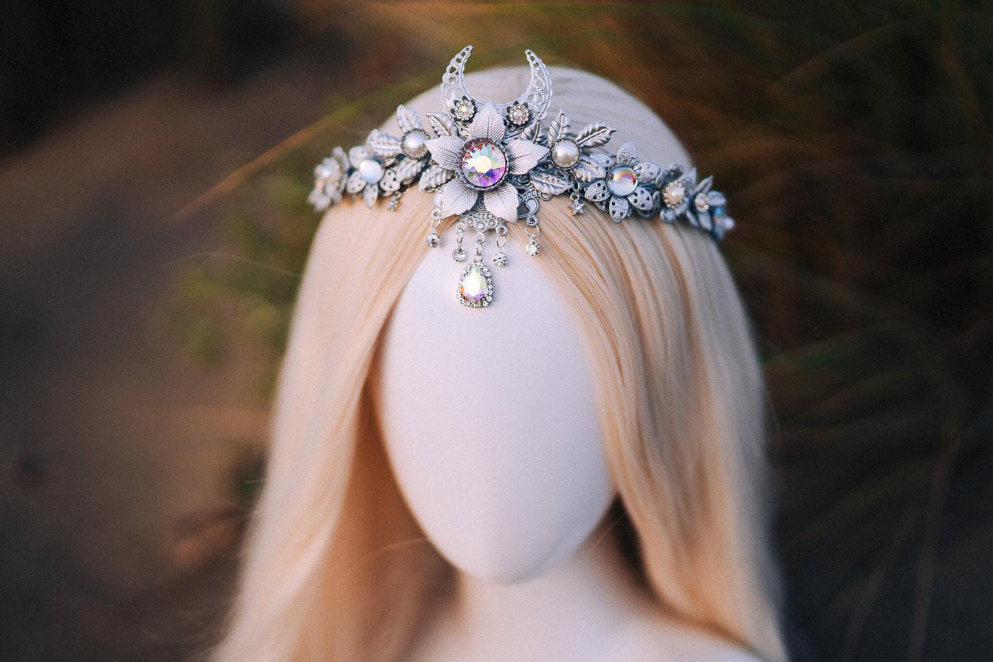 Bridal crown, Celestial crown, Silver crown, Fairy Crown, Wedding crown, Bridal headpiece, Bridal crown, Silver tiara, Goddess crown, Boho