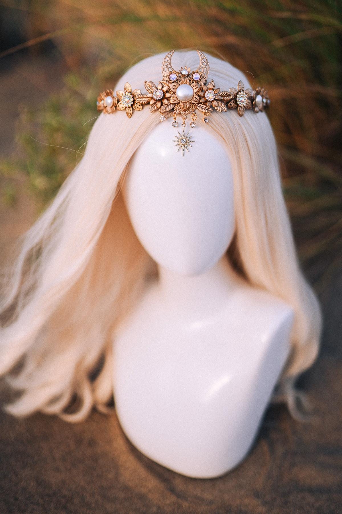 Gold tiara, Bridal crown, Wedding crown, Bridal headpiece, Wedding headpiece, Boho bride, Festival bride, Gold crown, Gold headpiece