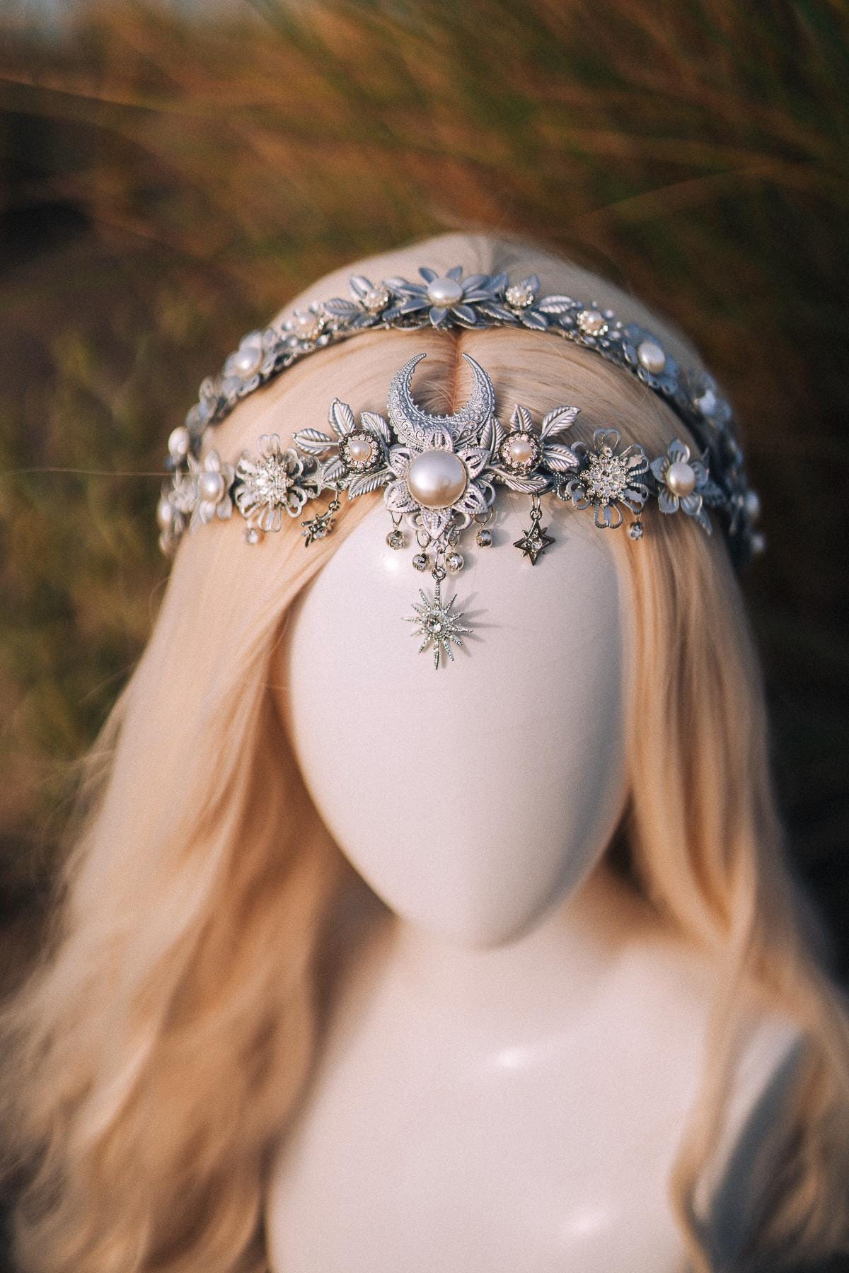 Bridal crown, Celestial crown, Silver crown, Fairy Crown, Wedding crown, Bridal headpiece, Bridal crown, Silver tiara, Goddess crown, Boho