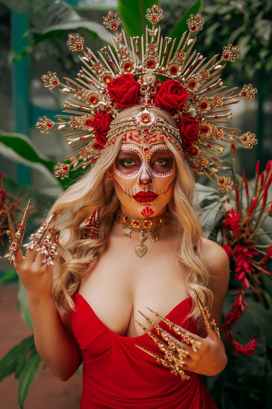 Red flower halo, Catrina collection