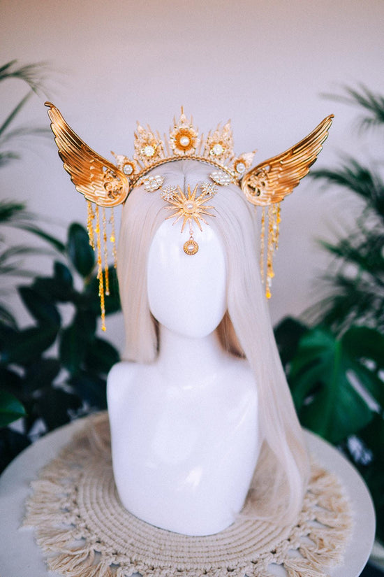 Angel halo crown, Gold halo crown, Halloween headband, Angel wings, Gold wings, Angel Halloween costume, Angel costume, Goddess crown