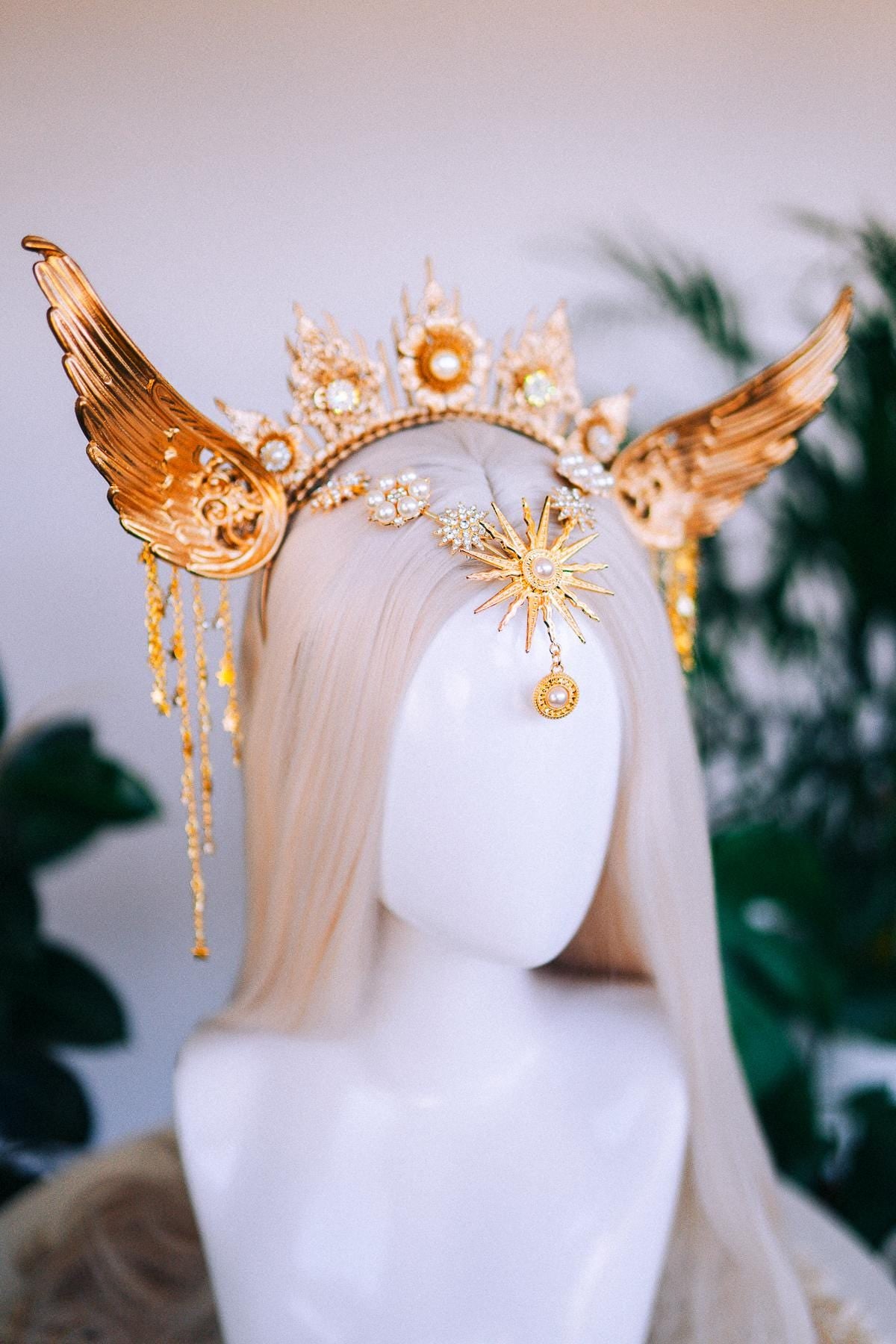 Angel halo crown, Gold halo crown, Halloween headband, Angel wings, Gold wings, Angel Halloween costume, Angel costume, Goddess crown